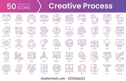 Set of creative process icons. Gradient style icon bundle. Vector Illustration