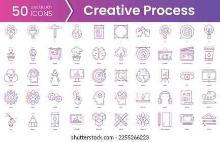 Set of creative process icons. Gradient style icon bundle. Vector Illustration
