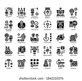 Set of creative process thin line and pixel perfect icons for any web and app project. 