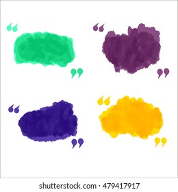 Set of Creative Quote bubble template.Watercolor, ink, splash Quote blank templates.Vector illustration.