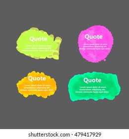 Set of Creative Quote bubble template.Watercolor, ink, splash Quote blank templates.Vector illustration.