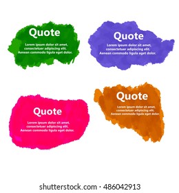 Set of Creative Quote bubble template.Watercolor, ink, splash Quote blank templates.Vector illustration.