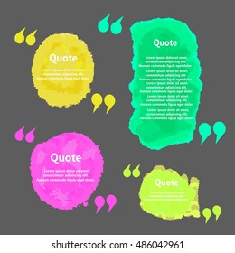 Set of Creative Quote bubble template.Watercolor, ink, splash Quote blank templates.Vector illustration.