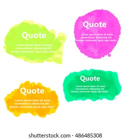 Set of Creative Quote bubble template.Watercolor, ink, splash Quote blank templates.Vector illustration.