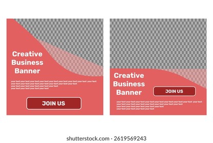 Set of creative red banners for business on transparent background
Vector square banner with abstract elements on transparent background