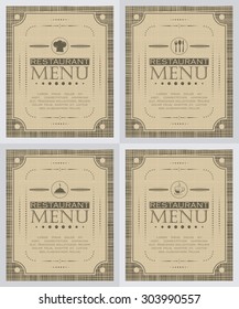 Set of creative restaurant menu cover design, vector illustration