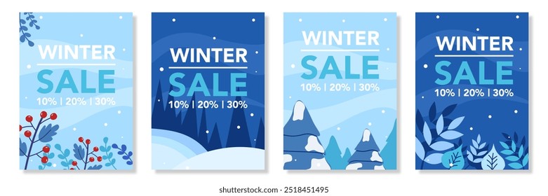 Conjunto de venda criativa com oferta especial para a temporada de inverno, Oferta de desconto. Feliz Natal e Feliz Ano Novo. Modelo de fundo para Publicidade, Web, Mídia social, Pôster, Banner, Capa.