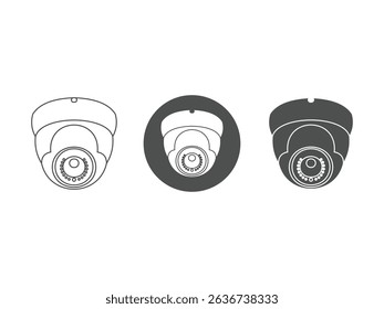 Set of creative security camera symbol, isolated on transparent background