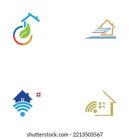 conjunto de diseño creativo del logotipo de Smart house