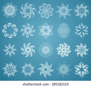 Set of creative snowflakes with various ethnic styles