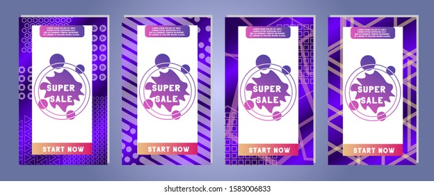 Set of creative social media banners stories for online shopping. Trendy vector sale and discount backgrounds