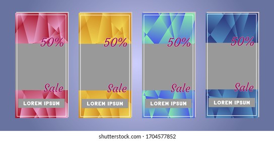 Set of creative social media banners stories for online shopping. Trendy vector sale and discount backgrounds
