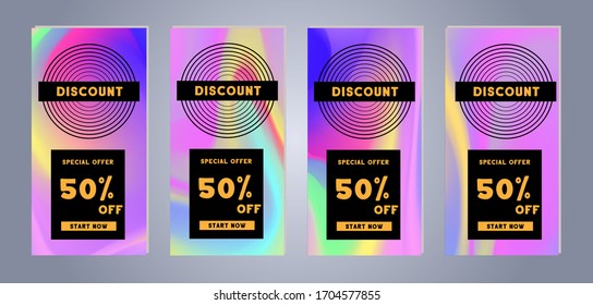 Set of creative social media banners stories for online shopping. Trendy vector sale and discount backgrounds