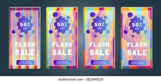 Set of creative social media banners stories for online shopping. Trendy vector sale and discount backgrounds