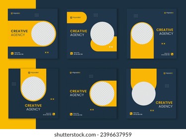 Set of Creative Social Media corporate square post for business. Modern gradient bundle social media banner for online ads and digital marketing. Editable vector collection.