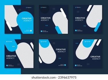 Set of Creative Social Media corporate square post for business. Modern gradient bundle social media banner for online ads and digital marketing. Editable vector collection.