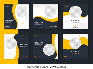 Set of Creative Social Media corporate square post for business. Modern gradient bundle social media banner for online ads and digital marketing. Editable vector collection.