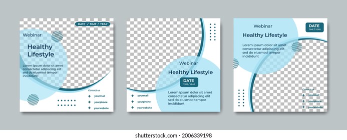 Set of creative social media post templates. Suitable for health webinars, health poster, business webinar, online classes and other online seminars.