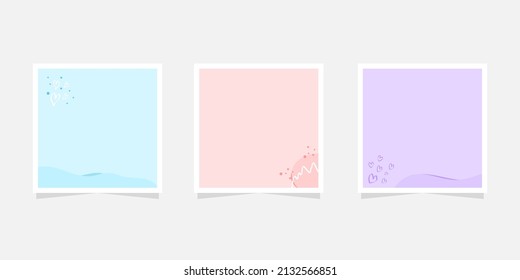 Set creative social media post template for cover, promotion sale, stories, presentation, card, invitation, and others. Minimalist pastel paper style.