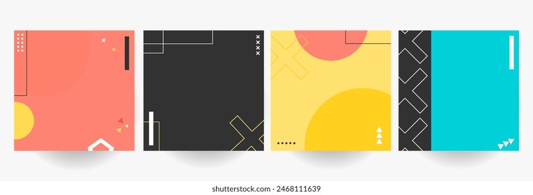 Set creative social media post template for cover, promotion sale, stories, presentation, card, invitation, and others. Minimalist geometric modern style.