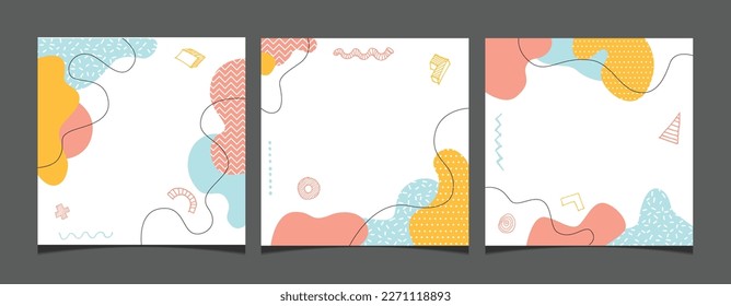 Set of creative square social media post creative vector background.