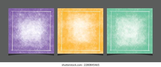 Set of creative square social media post vector watercolor background