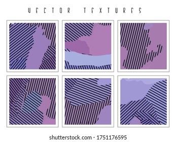 Set of the creative striped backgrounds. Vector geometric templates for social media posts, banners design, cards and posters.