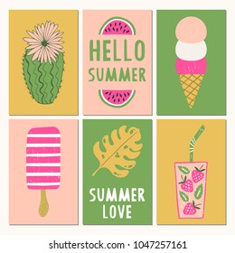 Set of creative summer cards