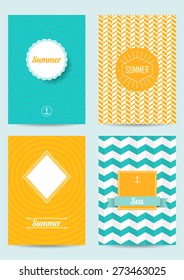 Set of creative summer cards. Retro Patterns for Placards, Posters, Flyers and Banner Designs. Set of brochures.