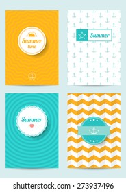 Set of creative summer cards. Retro Patterns for Placards, Posters, Flyers and Banner Designs. Set of brochures.