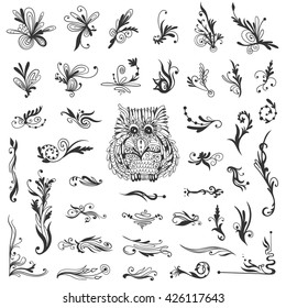 Set of Creative Swirl Vignettes | Large bundle of  vintage elegant classical ornamental design elements for decoration