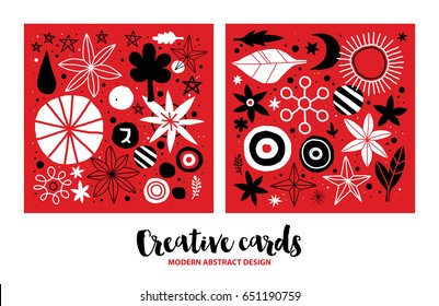 Set of creative templates with flowers and abstract hand drawn elements. Useful for advertising, graphic design, invitations, cards and posters.