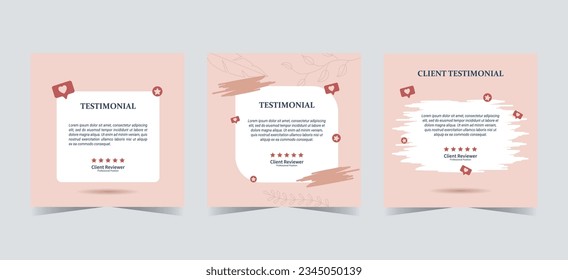 Set Creative Testimonial Templates. Testimony rating customer review business template vector illustration