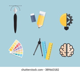 Set of Creative Tools, Idea Graphic Design Concept  Vector Illustration