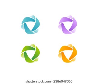 Set of creative triangle with negative shield logo