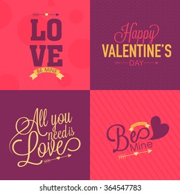 Set of creative typographic collection for Happy Valentine's Day celebration.