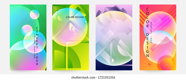 Set kreativer universeller Kunstkarten. Trendy Grafik Design für Banner, Poster, Karte, Cover, Einladung, Plakat, Broschüre, Flyer. Stock-Vektorgrafik