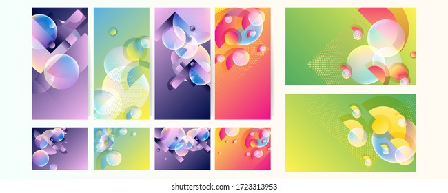 Conjunto de tarjetas de arte universal creativas. Diseño gráfico de moda para banner, afiche, tarjeta, portada, invitación, pancarta, folleto, volante. Vector de material