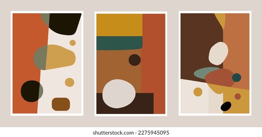 Set of creative universal art cards. Hand Drawn textures. Design for poster, card, invitation, placard, brochure cover. Flat color style