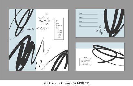 Set of creative universal art posters or cards