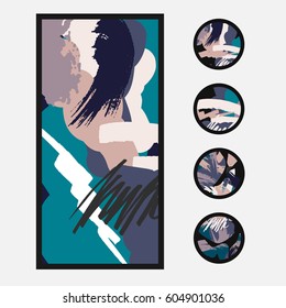 Set of creative universal art posters. Hand Drawn textures. Party invitations, banners, broshures, covers, decor elements.