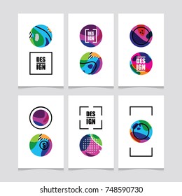 set of creative universal art posters or cards with a circle