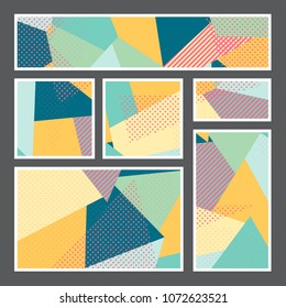 Set of creative universal artistic cards. Designs for prints, wedding, anniversary, birthday, Valentine's day, party invitations, posters, cards, etc. Vector. Isolated.
