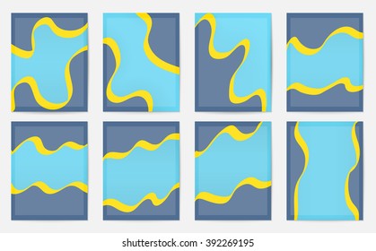 Set of creative universal cards. Design for banner, poster invitation placard brochure. Hand drawn textures. Vector Illustration.