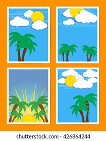 Set of creative universal cards. Design for banner, poster invitation placard brochure. Hand drawn textures. Vector Illustration.