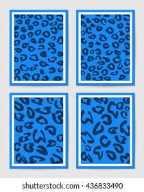 Set of creative universal cards. Design for banner, poster invitation placard brochure. Hand drawn textures. Vector Illustration. Leopard skin texture. Hand drawn texture.