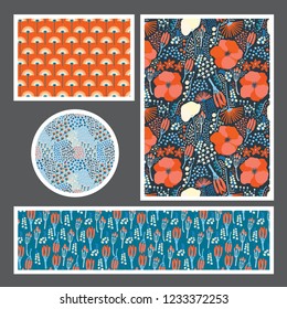 Set of creative universal cards. Designs for prints, wedding, anniversary, birthday, Valentine's day, party invitations, posters, cards, etc. Vector. Isolated.