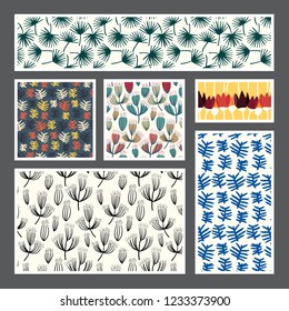 Set of creative universal cards. Designs for prints, wedding, anniversary, birthday, Valentine's day, party invitations, posters, cards, etc. Vector. Isolated.