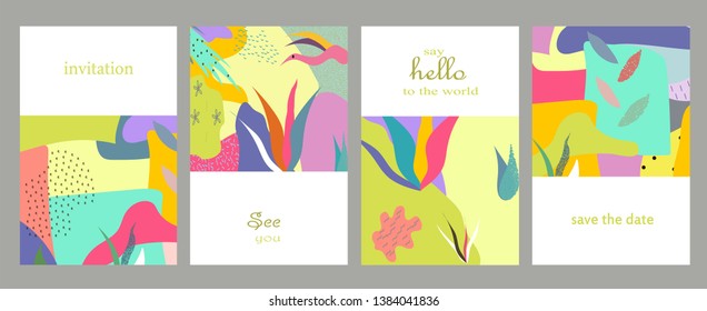 Set of creative universal cards. Designs for prints, banner, poster, placard, brochure, flyer, wedding, birthday, party invitations.