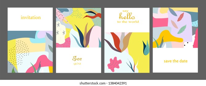 Set of creative universal cards. Designs for prints, banner, poster, placard, brochure, flyer, wedding, birthday, party invitations.